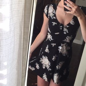 Floral Low Cut Skater Dress